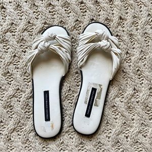 French connection white slide sandals